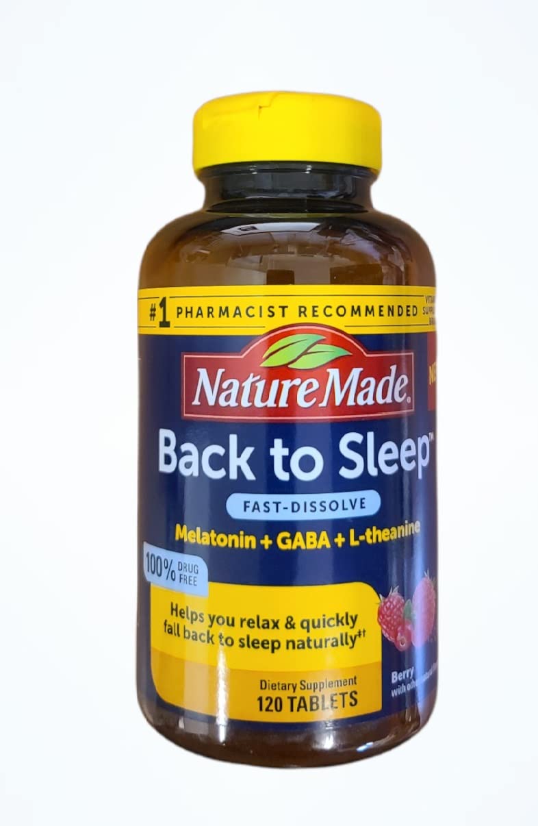 Costco Nature Made Back to Sleep, Melatonin Fast-Dissolve, Helps You Fall Back to Sleep Naturally, L-Theanine and GABA to Help Relax and Calm Your Mind, 120 Tablets