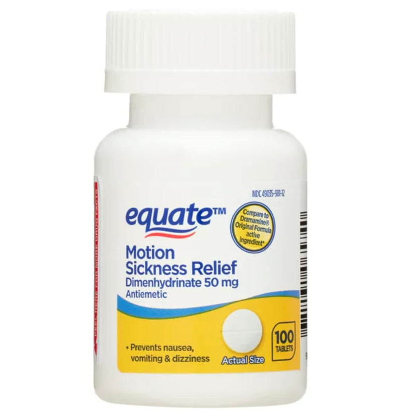 Equate - Motion Sickness 50 mg, 100 Tablets (2 Pack)